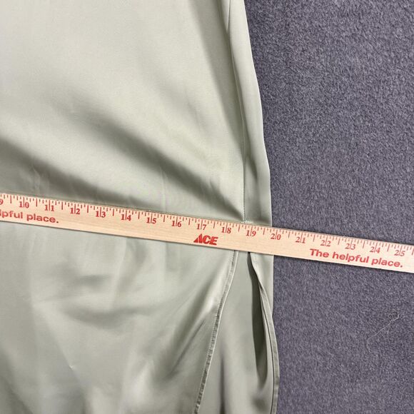 Zara Dress Womens Large Green Satin Ruched Midi Sleeveless Slit Elegant NWT L30 - Picture 10 of 16